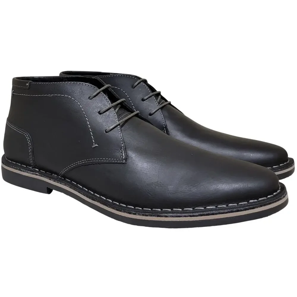 Steve Madden Men Harken Chukka Ankle Boots Size US 7.5W Black Leather